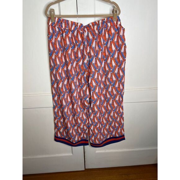 Mark. Sailboat Capri Satin Plus Size Pants Orange/Blue Beach Loungewear 1X - Picture 8 of 8